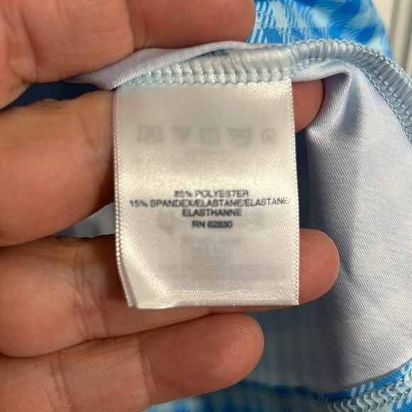 LANDS' END UPF 50 Blue White Checkered Wrap V-Neck Swim Cover-Up Rash Guard NWOT - Picture 5 of 7